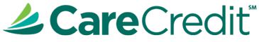 CareCredit logo featuring a green and teal abstract design to the left of the words "CareCredit" in bold, green lettering.