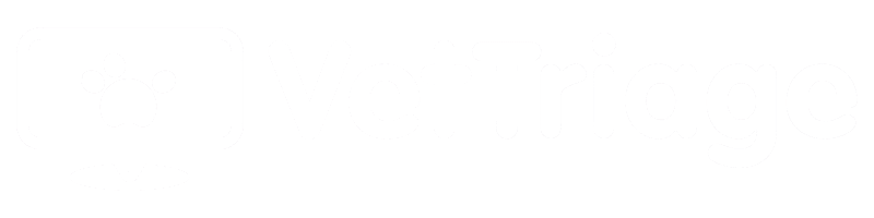 A logo featuring a computer monitor with a paw print on the left, followed by the bold text "VetTriage"—your choice for Veterinary Services in Rockaway and Denville. Contact us today!.