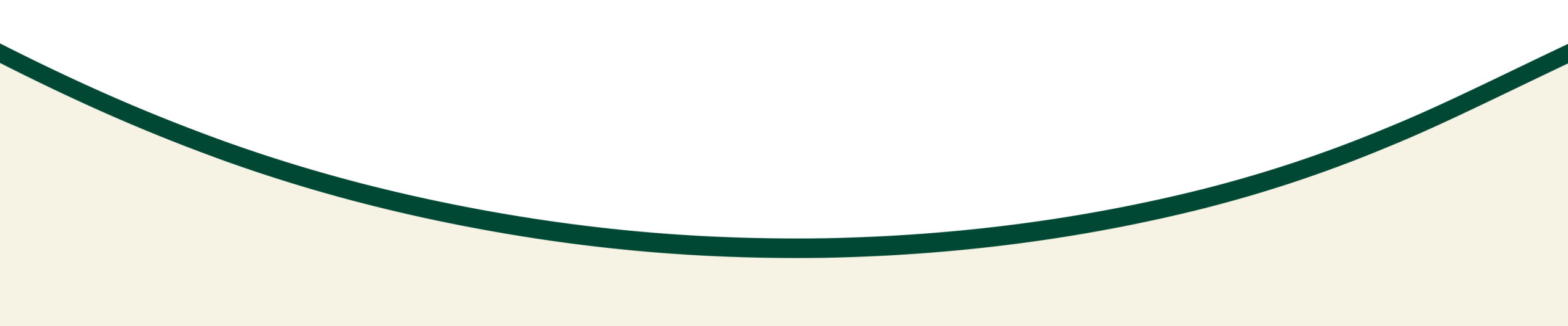 A simple abstract design with a thick dark green curve creating a wave-like border between a white upper area and a pale cream lower area.
