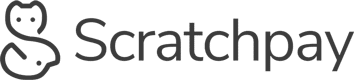 Scratchpay logo featuring a simple, abstract line drawing of a cat and a dog above the word "Scratchpay" in modern, gray text.